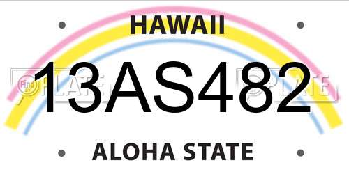 13AS482 Hawaii License Plate