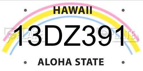 13DZ391 Hawaii License Plate