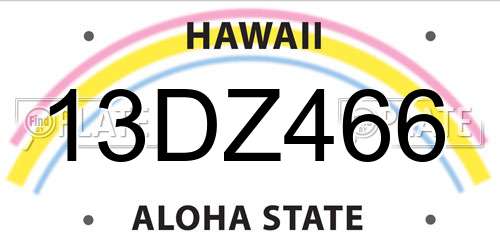 13DZ466 Hawaii License Plate