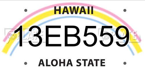 13EB559 Hawaii License Plate