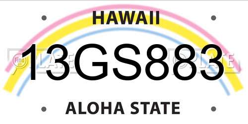 13GS883 Hawaii License Plate