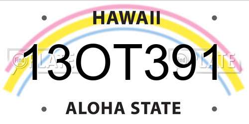 13OT391 Hawaii License Plate