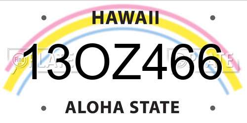 13OZ466 Hawaii License Plate