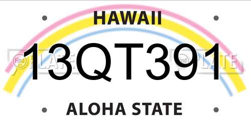 13QT391 Hawaii License Plate