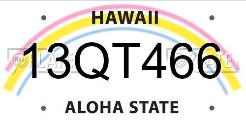13QT466 Hawaii License Plate