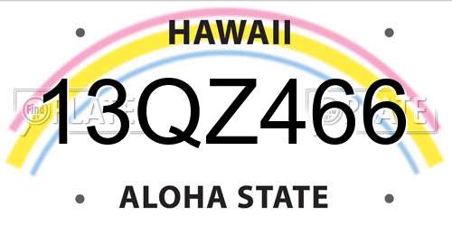 13QZ466 Hawaii License Plate