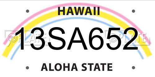 13SA652 Hawaii License Plate