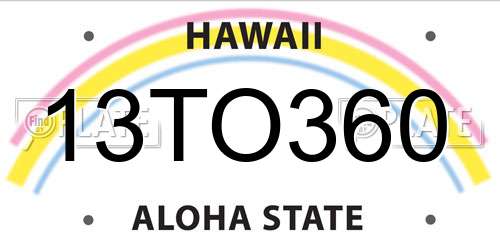 13TO360 Hawaii License Plate