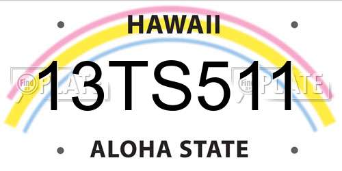 13TS511 Hawaii License Plate