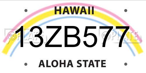 13ZB577 Hawaii License Plate
