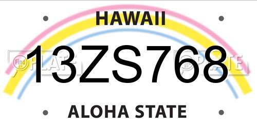 13ZS768 Hawaii License Plate