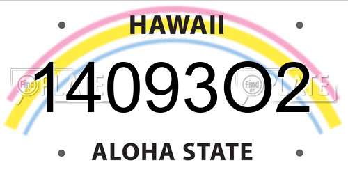 14093O2 Hawaii License Plate
