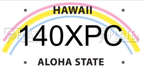 140XPC Hawaii License Plate