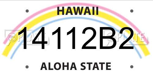 14112B2 Hawaii License Plate