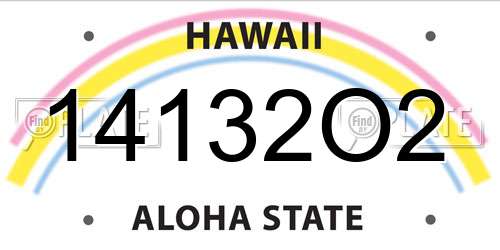 14132O2 Hawaii License Plate