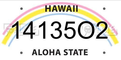 14135O2 Hawaii License Plate