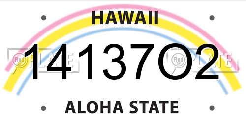 14137O2 Hawaii License Plate