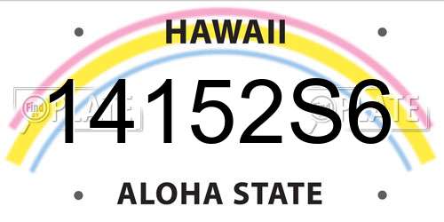 14152S6 Hawaii License Plate