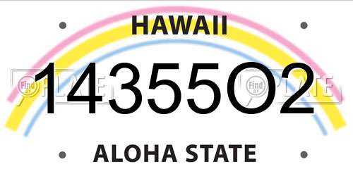 14355O2 Hawaii License Plate