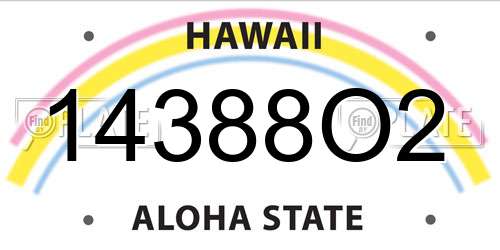 14388O2 Hawaii License Plate