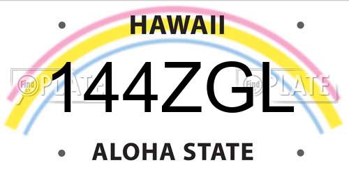 144ZGL Hawaii License Plate