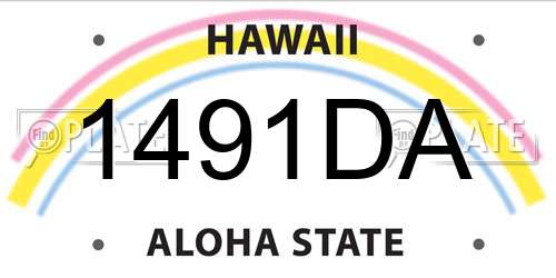 1491DA Hawaii License Plate