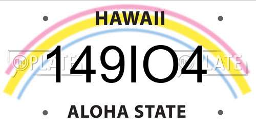 149IO4 Hawaii License Plate