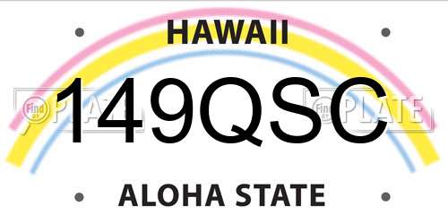 149QSC Hawaii License Plate
