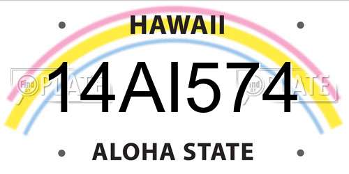 14AI574 Hawaii License Plate