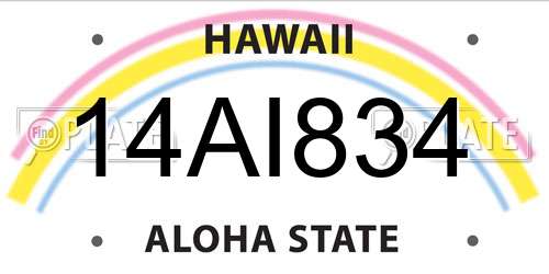 14AI834 Hawaii License Plate