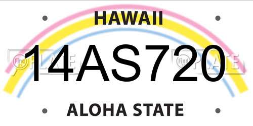 14AS720 Hawaii License Plate