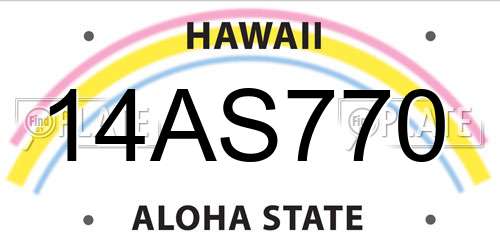 14AS770 Hawaii License Plate