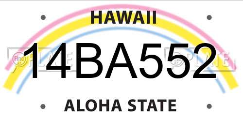 14BA552 Hawaii License Plate