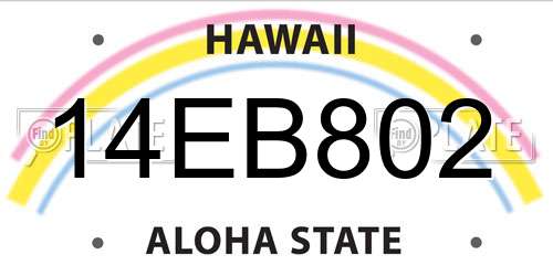 14EB802 Hawaii License Plate