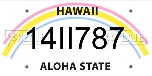 14II787 Hawaii License Plate