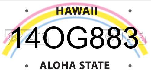 14OG883 Hawaii License Plate