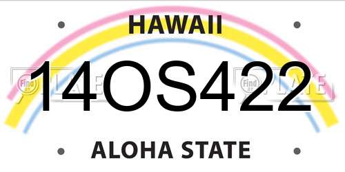 14OS422 Hawaii License Plate