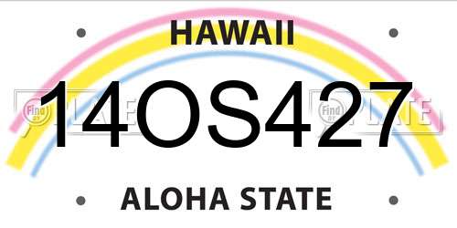14OS427 Hawaii License Plate