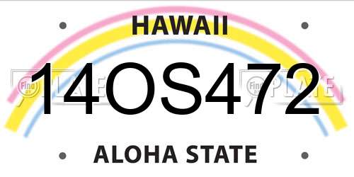 14OS472 Hawaii License Plate