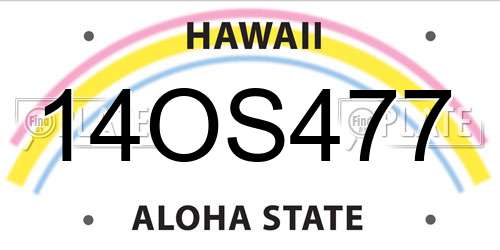 14OS477 Hawaii License Plate