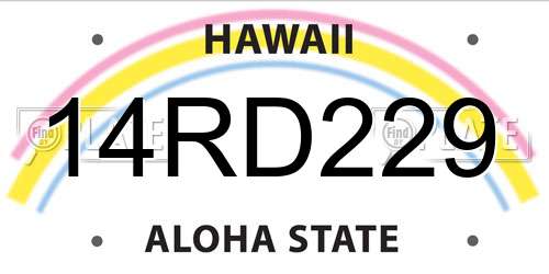 14RD229 Hawaii License Plate