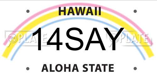 14SAY Hawaii License Plate