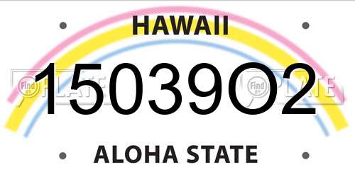 15039O2 Hawaii License Plate