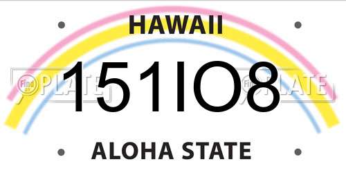 151IO8 Hawaii License Plate