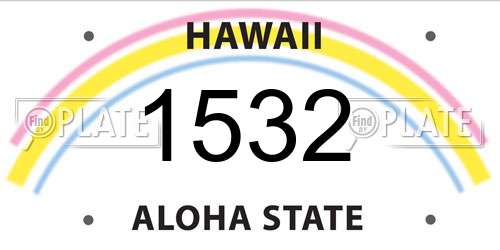 1532 Hawaii License Plate