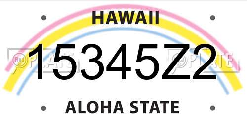 15345Z2 Hawaii License Plate