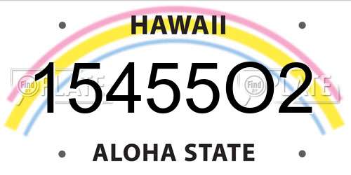 15455O2 Hawaii License Plate