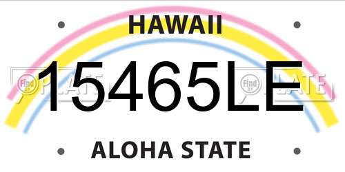 15465LE Hawaii License Plate