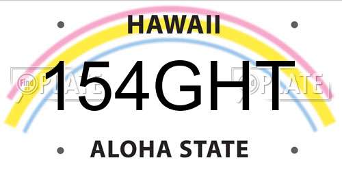 154GHT Hawaii License Plate