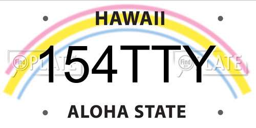 154TTY Hawaii License Plate